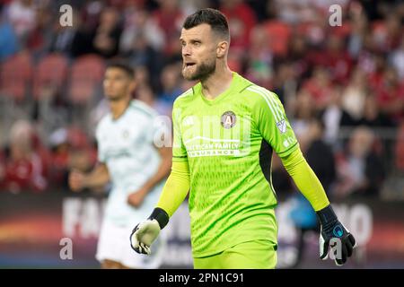 Toronto, Kanada. 15. April 2023. Quentin Westberg #31 beim MLS-Spiel zwischen dem FC Toronto und Atlanta United auf dem BMO Field. Das Spiel endete 2:2. (Foto: Angel Marchini/SOPA Images/Sipa USA) Guthaben: SIPA USA/Alamy Live News Stockfoto