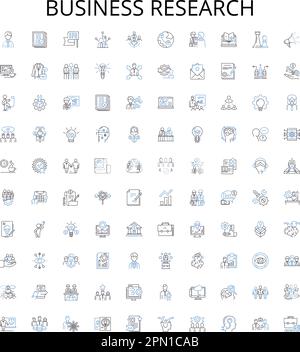 Unternehmensforschung umreißt Icons-Sammlung. Geschäft, Forschung, Markt, Analyse, Strategie, Planungs-, Trend-Vektorbildungs-Set. Gelegenheit Stock Vektor