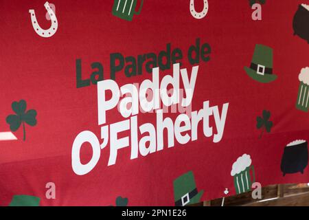 Bordeaux , Aquitaine France - 04 10 2023 : Paddy Logo Text und Markenzeichen Irish Whiskey Paddy o'flaherty Werbeparty im französischen Pub Stockfoto
