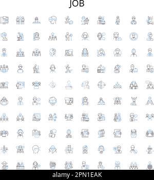 Symbolsammlung der Job-Modellstruktur. Arbeit, Job, Beschäftigung, Beruf, Aufgabe, Arbeit, Einstellung Vektorbildungs-Set. Position, Arbeitsstelle, linearer Vertrag Stock Vektor