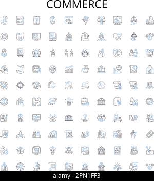 Symbolsammlung für Commerce Outline. Handel, Merchandise, Shopping, Handel, Geschäft, Vektorbildungs-Set für Einzelhandel und Einkauf. Verkauf, Börse Stock Vektor