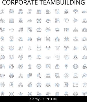Kollektion von Symbolen für Teambuilding im Unternehmen. Corporate, Teambuilding, Retreat, Training, Building, Erholungs- und Aktivitätsvektorbildungs-Set Stock Vektor