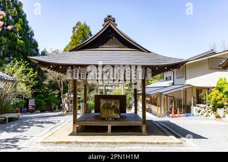 Kyoto Japan 2023. April, Otoyo Jinja-Schrein mit Mäusestatuen, der den Schrein beherbergt, in dem der Gott der Vermittlung zu Gast ist, Kyoto, Japan Stockfoto