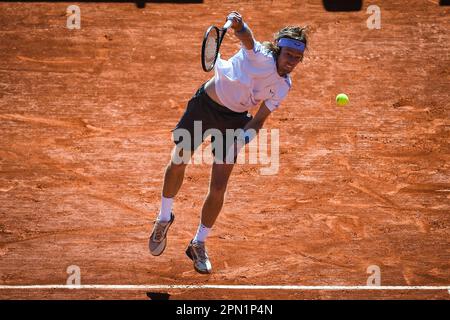 Roquebrune-Cap-Martin, Frankreich, Frankreich. 14. April 2023. Andrey RUBLEV aus Russland am 6. Tag der Rolex Monte-Carlo Masters 2023, ATP Masters 1000 Tennis Turnier im Monte-Carlo Country Club am 14. April 2023 in Roquebrune-Cap-Martin, Frankreich. (Kreditbild: © Matthieu Mirville/ZUMA Press Wire) NUR REDAKTIONELLE VERWENDUNG! Nicht für den kommerziellen GEBRAUCH! Stockfoto