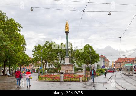 Graz, Österreich - Mai 28 2019: Die Mariensäule (Englisch: Mariensäule), auch Türkensäule genannt, bildet ein Ensemble im Stockfoto