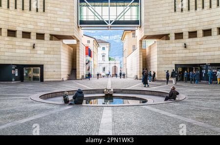 The MART - Museo di arte moderna e contemporanea di Trento e Rovereto Museum für moderne Kunst in Norditalien, entworfen vom Mario Botta Architekt Trentin Stockfoto