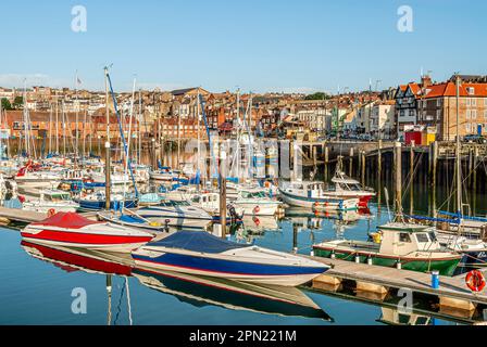 Die Fischereigewohnheit von Scarborough an der Nordseeküste von North Yorkshire, England Stockfoto