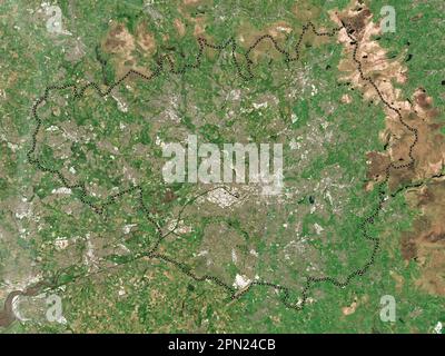 Großraum Manchester, Region England - Großbritannien. Satellitenkarte mit niedriger Auflösung Stockfoto