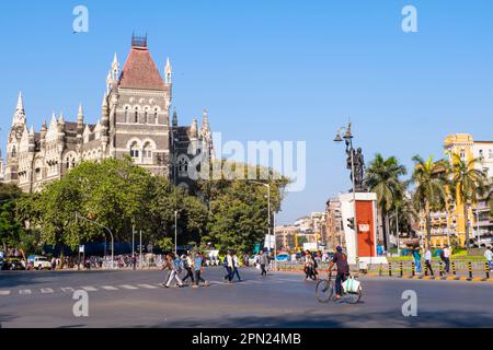 Mahatma Gandhi Road, Flora Fountain, Fort, Mumbai, Indien Stockfoto