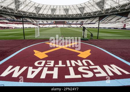 London, Großbritannien. 16. April 2023. Allgemeine Betrachtung im London Stadium während des Premier League-Spiels West Ham United vs Arsenal im London Stadium, London, Vereinigtes Königreich, 16. April 2023 (Foto von Arron Gent/News Images) in London, Vereinigtes Königreich, am 4./16. April 2023. (Foto: Arron Gent/News Images/Sipa USA) Guthaben: SIPA USA/Alamy Live News Stockfoto