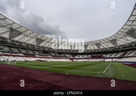 London, Großbritannien. 16. April 2023. Allgemeine Betrachtung im London Stadium während des Premier League-Spiels West Ham United vs Arsenal im London Stadium, London, Vereinigtes Königreich, 16. April 2023 (Foto von Arron Gent/News Images) in London, Vereinigtes Königreich, am 4./16. April 2023. (Foto: Arron Gent/News Images/Sipa USA) Guthaben: SIPA USA/Alamy Live News Stockfoto