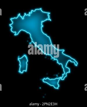 blaues, futuristisches Design der italienischen Landkarte Stockfoto