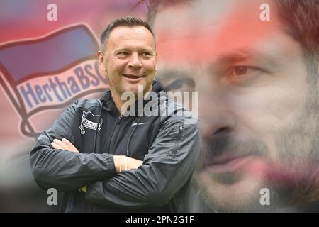 München, Deutschland. 16. April 2023. FOTOMONTAGE: PAL DARDAI wird bald zu Hertha BSC zurückkehren und der neue Trainer werden und den erfolglosen Sandro SCHWARZ ersetzen. ARCHIVFOTO; Pal DARDAI (Coach Hertha BSC), Einzelbild, einzelnes Motiv, halbe Figur, halbe Figur. Fußball 1. Bundesliga Staffel 2021/2022, 3. Spieltag, matchday03 FC Bayern München-Hertha BSC Berlin 5-0 am 28. August 2021, ALLIANZARENA München. ? Kredit: dpa/Alamy Live News Stockfoto