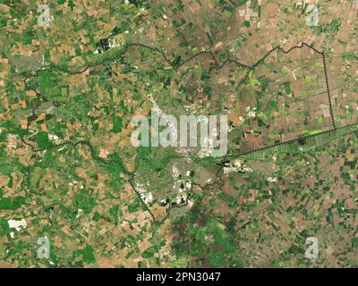 Stadt Peterborough, Einheit von England - Großbritannien. Satellitenkarte mit niedriger Auflösung Stockfoto