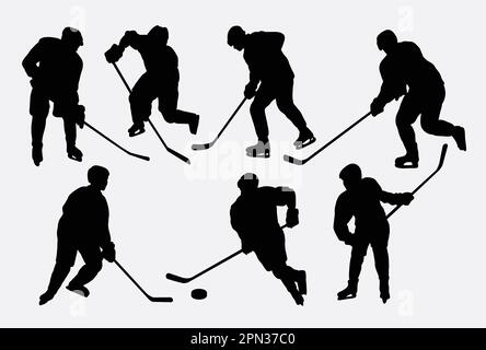 Eishockey-Eissport-Actionsilhouetten Stock Vektor