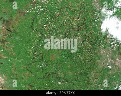 Shropshire, Verwaltungsbezirk England - Großbritannien. Satellitenkarte mit niedriger Auflösung Stockfoto