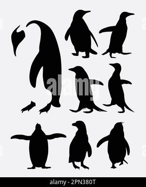 Pinguin-Vogel-Tier-Silhouetten. Geeignet für Symbol, Logo, Websymbol, Maskottchen oder jedes beliebige Design. Einfach zu verwenden. Stock Vektor