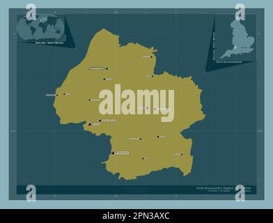 South Gloucestershire, Einheit von England - Großbritannien. Durchgehende Farbform. Standorte und Namen der wichtigsten Städte der Region. Ecke Auxi Stockfoto