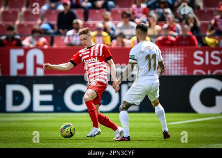 Girona, Spanien. 16. April 2023. Tsyhankov (FC Girona) während eines Spiels in La Liga Santander zwischen dem FC Girona und dem FC Elche am Estadio Municipal de Montilivi in Girona, Spanien, am 16. April 2023. (Foto/Felipe Mondino) Kredit: Live Media Publishing Group/Alamy Live News Stockfoto