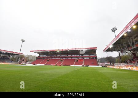 Berlin, Deutschland. 16. April 2023. Berlin, Deutschland. April 16. 2023: Ein allgemeiner Blick auf das Stadion während des Spiels Bundesliga - 1. FC Union Berlin gegen VfL Bochum - an der Alten Foersterei. Berlin, Deutschland. (Ryan Sleiman /SPP) Guthaben: SPP Sport Press Photo. Alamy Live News Stockfoto