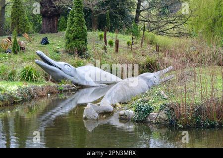 Ichthyosaurus im Crystal Palace Dinosaur Park Stockfoto