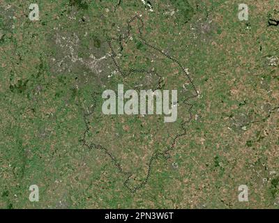 Warwickshire, Verwaltungsbezirk England - Großbritannien. Satellitenkarte mit niedriger Auflösung Stockfoto