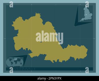 West Midlands Combined Authority, Region England - Großbritannien. Durchgehende Farbform. Eckkarten für zusätzliche Standorte Stockfoto