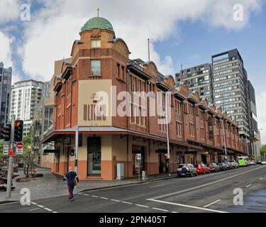 Das 594 zum Weltkulturerbe gehörende Gebäude Ultimo aus dem Jahr 1911 im Herzen von Chinatown im Vorort Haymaket. Sydney-Australien. Stockfoto