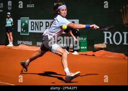 Roquebrune Cap Martin, Frankreich. 16. April 2023. Andrey RUBLEV aus Russland anlässlich der Tennisveranstaltung Rolex Monte-Carlo, ATP Masters 1000 am 16. April 2023 im Monte-Carlo Country Club in Roquebrune Cap Martin, Frankreich - Photo Matthieu Mirville/DPPI Credit: DPPI Media/Alamy Live News Stockfoto