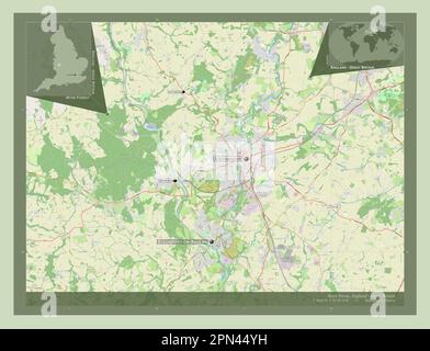 Wyre Forest, nicht städtischer Bezirk von England – Großbritannien. Straßenkarte Öffnen. Standorte und Namen der wichtigsten Städte der Region. Ecke zusatzgeräte Stockfoto