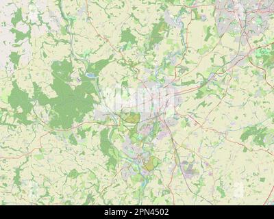 Wyre Forest, nicht städtischer Bezirk von England – Großbritannien. Straßenkarte Öffnen Stockfoto