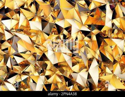 Luxuriöses 3D-Rendering mit abstrakter, realistischer Gold-Texturreflexion Nahaufnahme des Hintergrunds Stockfoto