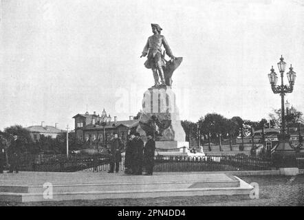 Denkmal für Peter den Großen in Tallinn. Foto von 1910. Stockfoto