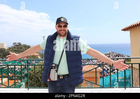 Monaco, Monaco. 16. April 2023. MONACO, Monte Carlo, 15. April 2023; Tyson Fury nimmt am Open Master 1000 Monte Carlo am 15 2023. April Teil, Bild und Copyright Thierry CARPICO/ATP Images (CARPICO Thierry/ATP/SPP). Gutschrift: SPP Sport Press Photo. Alamy Live News Stockfoto