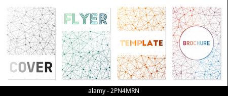 Satz von Abdeckungen im Technologiestil. Kann als Cover, Banner, Flyer, Poster, Visitenkarte, Broschüre. Erstaunliche geometrische Hintergrundkollektion. Stock Vektor