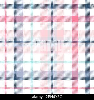 Nahtloses Karomuster. Sich wiederholende Tartan-Pastellfarbe. Überprüfen Sie das weiche Design auf Drucke. Wiederholtes schottisches Flanell. Madras-Stoff. Weiches Wollmuster Stock Vektor