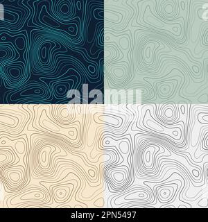 Topographiemuster. Nahtlose Kartenkacheln für Höhenlagen. Authentischer Isolinhintergrund. Coole Fliesenmuster. Vektordarstellung. Stock Vektor