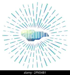 Form des Buck Island Reef, polygonaler Sonnenaufgang. Die Inseldarstellung in Digital, Technologie, Internet, Netzwerkstil. Vektordarstellung. Stock Vektor