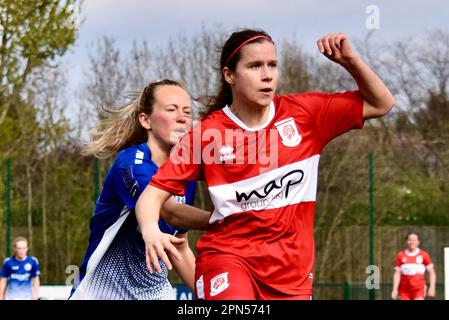 Teesside, Großbritannien. 16. April 2023. Anna Wuerfel von Middlesbrough spielte den FC Middlesbrough Women in der FA Women's National League Division One North. Die Besucher gewannen 0-2 im Map Group UK Stadium in Stockton-on-Tees trotz einer guten Leistung aus der Heimat. Kredit: Teesside Snapper/Alamy Live News Stockfoto