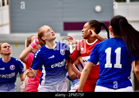 Teesside, Großbritannien. 16. April 2023. Armani Maxwell von Middlesbrough spielte den FC Middlesbrough Women in der FA Women's National League Division One North. Die Besucher gewannen 0-2 im Map Group UK Stadium in Stockton-on-Tees trotz einer guten Leistung aus der Heimat. Kredit: Teesside Snapper/Alamy Live News Stockfoto