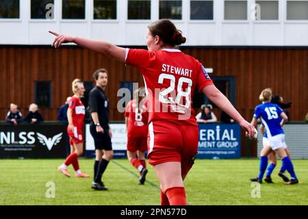 Teesside, Großbritannien. 16. April 2023. Courtney Stewart von Middlesbrough bildete den FC Middlesbrough Women, der in der FA Women's National League Division One North gegen Barnsley Women's FC spielte. Die Besucher gewannen 0-2 im Map Group UK Stadium in Stockton-on-Tees trotz einer guten Leistung aus der Heimat. Kredit: Teesside Snapper/Alamy Live News Stockfoto