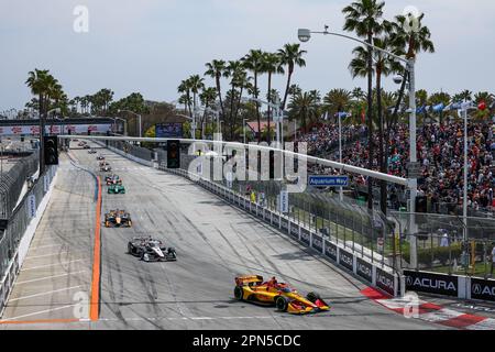 Long Beach, USA. 16. April 2023. 28 GROSJEAN Romain (Fra), Andretti Autosport, Dallara IR18 Honda, Action während des Acura Grand Prix von Long Beach 2023, 3. Runde der 2023 NTT IndyCar-Serie, vom 14. Bis 16. April 2023 auf den Straßen von Long Beach, in Long Beach, Kalifornien, Vereinigte Staaten von Amerika - Photo Florent Gooden/DPPI Credit: DPPI Media/Alamy Live News Stockfoto