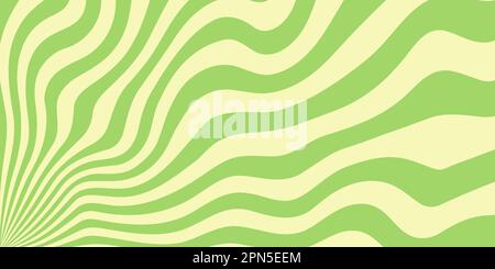 Störende Burst-Linien im Hintergrund. Psychedelische, wellige Tapete. Lineares Sonnenlicht. Verdrehte und verzerrte gewölbte Textur. Vektor Stock Vektor