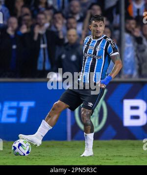 Caxias Do Sul, Brasilien, 16. April 2023. Vina von Gremio, während des Spiels zwischen Gremio und Santos für die brasilianische Serie A 2023, im Alfredo Jaconi Stadium, am 16. April in Caxias do Sul. Foto: Richard Ducker/DiaEsportivo/Alamy Live News Stockfoto