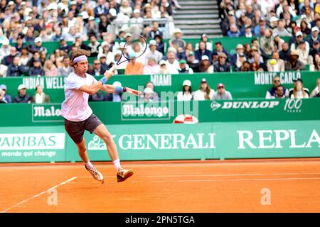 Monaco, Monaco. 15. April 2023. Court Rainier III, ROLEX Monte-Carlo Masters 1000, Halbfinale, Andrey Rublev gegen Taylor Fritz April 15 2023. (CARPICO Thierry/ATP/SPP) Kredit: SPP Sport Press Photo. Alamy Live News Stockfoto