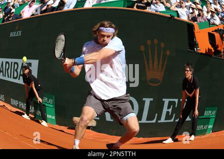 Monaco, Monaco. 17. April 2023. MONACO, Monte Carlo, 16. April 2023; Holger Rune gegen Andrey Rublev, Final Open Rolex Master 1000 Monte Carlo Tennis Turnier im Monte Carlo Tennis Club am 16. April 2023 wurde Andrey RUBLEV in diesem Finale zum Sieger – Bild und Copyright Thierry CARPICO/ATP Images (CARPICO Thierry/ATP/SPP) Credit: SPP Sport Press Photo. Alamy Live News Stockfoto