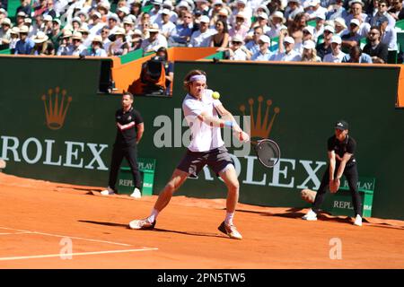 Monaco, Monaco. 17. April 2023. MONACO, Monte Carlo, 16. April 2023; Holger Rune gegen Andrey Rublev, Final Open Rolex Master 1000 Monte Carlo Tennis Turnier im Monte Carlo Tennis Club am 16. April 2023 wurde Andrey RUBLEV in diesem Finale zum Sieger – Bild und Copyright Thierry CARPICO/ATP Images (CARPICO Thierry/ATP/SPP) Credit: SPP Sport Press Photo. Alamy Live News Stockfoto