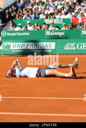 Monaco, Monaco. 17. April 2023. Holger Rune gegen Andrey Rublev, Final Open Rolex Master 1000 Monte Carlo April 16 2023. (CARPICO Thierry/ATP/SPP) Kredit: SPP Sport Press Photo. Alamy Live News Stockfoto