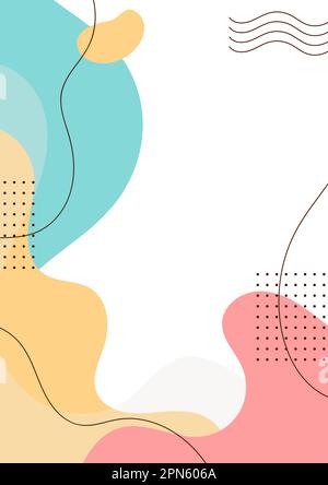 Poster zu flüssigen Flüssigkeiten und geometrischer Hintergrund dynamischer Formen. Tapetenverlauf mit flüssiger Form. Illustration farbenfrohes Vorlagenbanner mit weicher Oberfläche Stockfoto