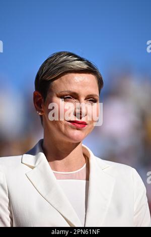 Monaco, Monaco. 16. April 2023. KEINE BOULEVARDZEITUNGEN - Prinzessin Charlene von Monaco beim Monaco Rolex Masters Finale in Monte Carlo am 16. April 2023. Foto: Corinne Dubreuil/ABACAPRESS.COM Kredit: Abaca Press/Alamy Live News Stockfoto